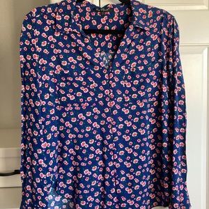 Navy Floral Button Down